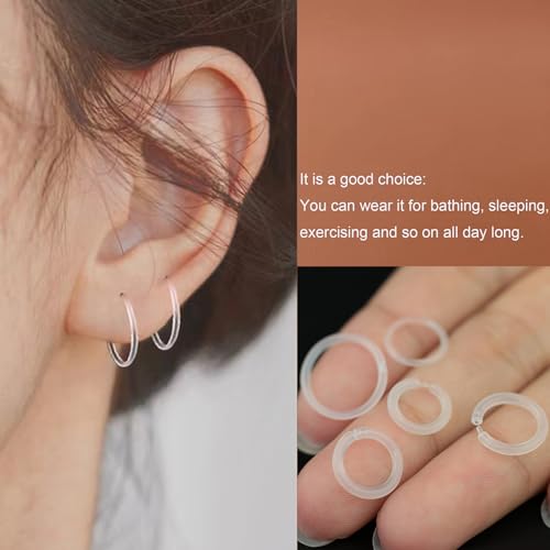 Anti-Allergy Unisex Plastic Hoop Ear Retainers, 20-16 Gauge Clear Nose Rings, with Buckle, Comfortable and Hypoallergenic for Sensitive Ears & Skin (20 Gauge)3