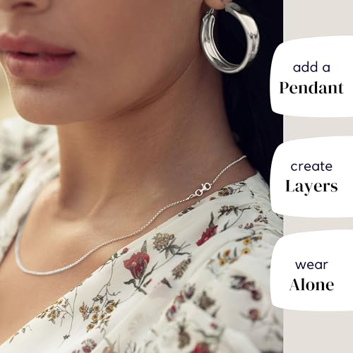 KISPER Sterling Silver Cable Link Chain Necklace –Thin, Dainty, Sterling Silver Plated Stainless Steel Jewelry for Women & Men with Spring Ring Clasp3