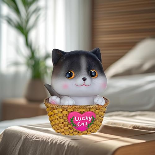 Image of Money Saving Bank with Coin Slot / /Creative Cartoon Design Money Bank / /Plastic Piggy Bank for Boys & Girls (Pack of 1) (Lucky Cat- Black)