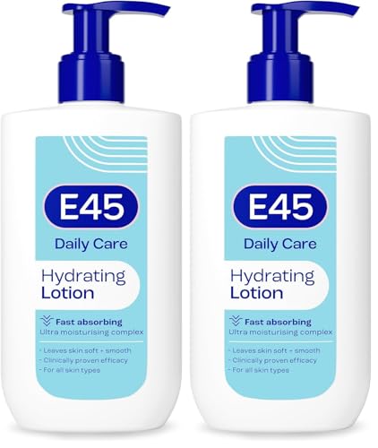 Image of E45 Daily Skin Lotion 400 ml – E45 Lotion for Very Dry Skin – Non-Greasy Lightweight Moisturiser - Perfume-Free Body Face Hand Cream - Dermatologically Tested (Pack of 2)