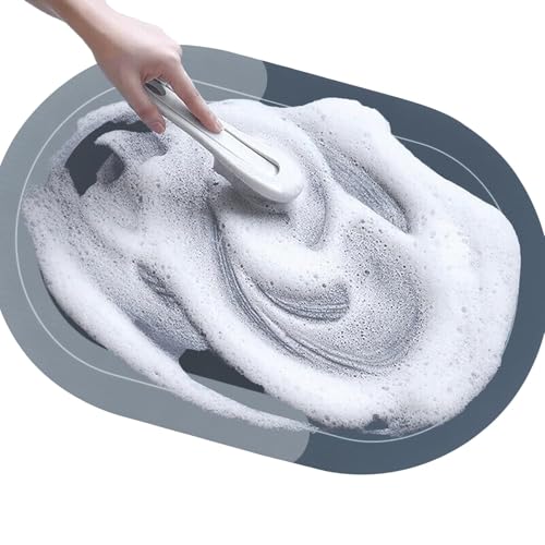 Image of Rubber Bath Mat 4 MM,Anti-Skid Water Soaking Bathroom Rug Door,Floor mat, Soft Quick Dry Water Absorbent Mat for Home Office 40x60cm- Blue