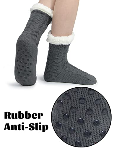 Image of Slipper Socks for Women with Gripper - Winter Non Slip Thick Fuzzy Socks - Warm Cozy Christmas Gift