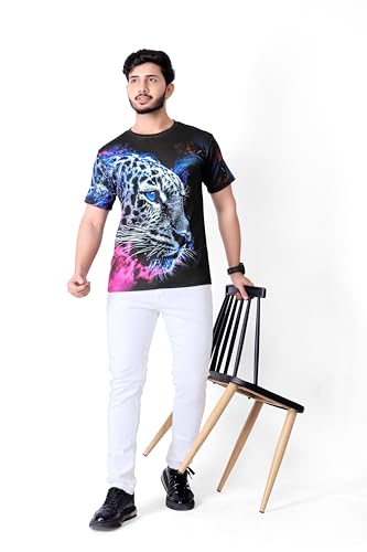 Image of Vintage Animal T Shirt for Men 3D Fierce Leopard Print T Shirt /Summer Short Sleeve Holiday T-Shirts Loose Clothing O-Neck Pullover /Cheetah Printed Attractive T Shirt