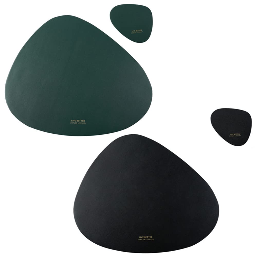 2pack Faux Leather Placemats, Heat Resistant Waterproof Pu Dinning Table Mats with Coasters, Easy to Clean, Suitable for Marble Countertops, Dining Tables