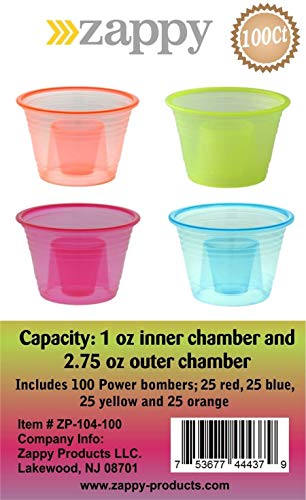 Zappy ZP-104-100 Assorted Neon Colors Disposable Plastic Party Bomber Power Bomber Jager Bomb Cups Shot Glass Glasses Shot Cup Cups Jager Bomb Glasses Bomb Shot Glasses Bomber Cups Bomber Glasses thumb #5