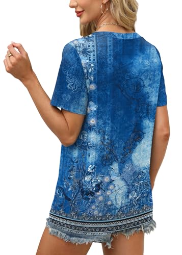 Image of WEESO Womens Tops Summer Short Sleeve V Neck Blouses Business Casual Loose Fit Tshirts Trendy Fashion Outfits