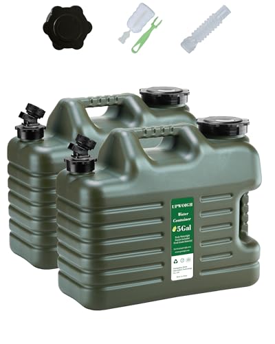 UPWOIGH 5 Gallon Water Jug Set of 2, Camping Water Container, Truly No Leakage Water Storage, Large...