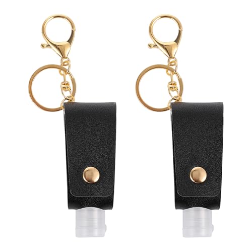VILLCASE Funda Protectora Negra para Frasco de Perfume Rellenable Llavero 2 Piezas Portátil y Resistente para Gel de Manos y Jabón Líquido Adecuado para Uso Camping y Senderismo