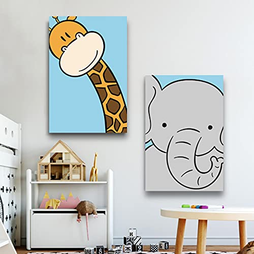 Schattige Baby Dierlijke Foto's Prints voor Kwekerij Muur Decor JongensSlaapkamer Speelkamer Decoraties Olifant Giraffe… - Afbeelding 6