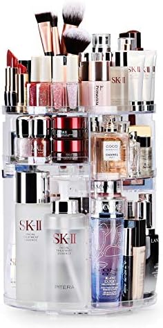 Auxmir Makeup Organiser, 360 Degree Rotating Beauty Organiser for Cosmetic Perfume Jewellery, Revolving Make Up Storage with 7 Adjustable Layers on Stand Spinning for Vanity Table Bedroom, Crystal