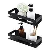KES Matte Black Shower Shelf Bathroom Shelf Stainless Steel Bath Basket Caddy Rustproof Square Modern Style Wall Mounted 2 PCS, BSC205S30A-BK-P2