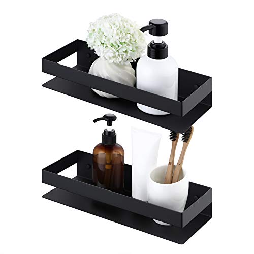 KES Matte Black Shower Shelf Bathroom Shelf Stainless Steel Bath Basket Caddy Rustproof Square Modern Style Wall Mounted 2 PCS, BSC205S30A-BK-P2