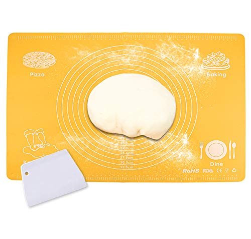Silicone Baking Mats With Measuring Function, Non Stick Heat Resistant Nonslip Reusable Silicone Placemat, Pastry Mats, Countertop Protection Mats. Easy To Clean. (15.7” X 22.7” Yellow） #TOP11
