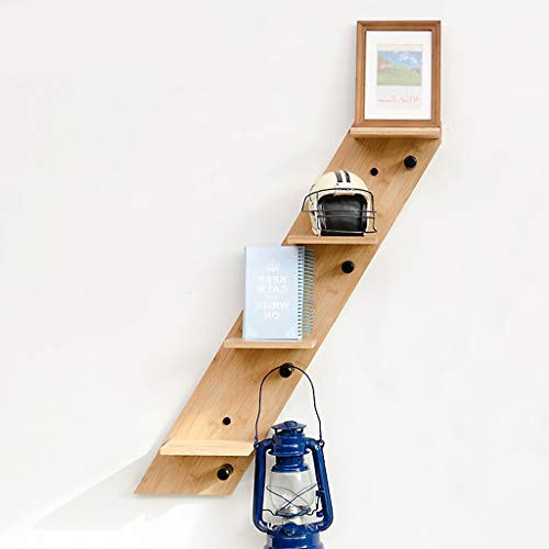 AI XIN SHOP Estantes flotantes montados en la Pared con los Ganchos, Estante Trapezoidal de Madera de la Estante de múltiples Capas, de Estar de la partición de Madera sólida del Dormitorio