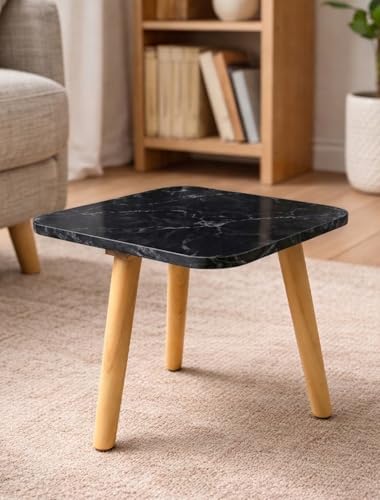 Image of Small Coffee Table with Storage, Mid Century Modern Solid Wood, for Living Room, (SQ-3LEG-B)