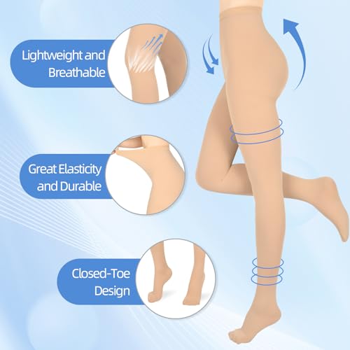 Image of Compression Pantyhose for Women & Men, Medical Graduated Compression Stockings, Compression Tights