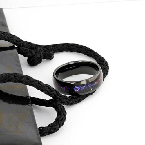 Thorsten Mens Black Tungsten Crushed Alexandrite and Dark Blue & Purple Crushed Goldstone Wedding Ring - Domed Polished Fit - 4mm 8mm Wide - Style name: COSMIC3