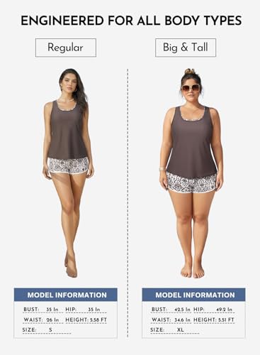 Image of Aleumdr Womens Athletic 3 Piece Tankini Swimsuits with Shorts Swim Tank Tops with Sports Bra and Boyshorts Bathing Suits