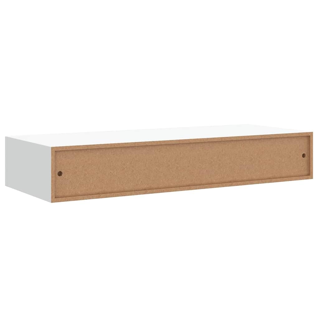 Genérico Estantes de Pared con cajón 2 uds MDF Blanco 60x23,5x10 cm,Mobiliario,Estantes y estanterías,330256