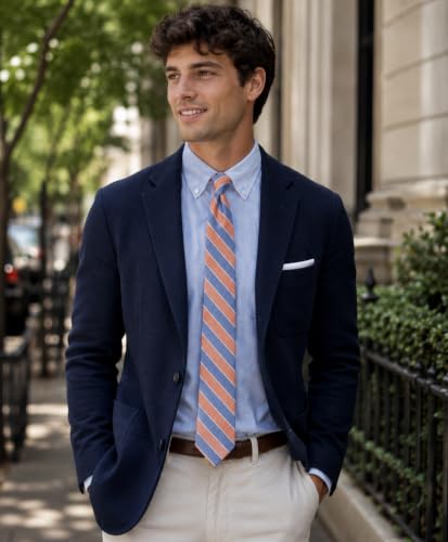Image of BELLUNO Men's 2.5 inch Skinny Solid Cotton Linen Ties