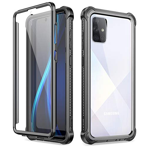 Dexnor Coque pour Samsung Galaxy A71, Housse Pare-Chocs en Silicone Antichoc Boîtier Transparent Étui de Protection Intégrale à 360 Degrés avec Protecteur D'écran Intégré - Noir