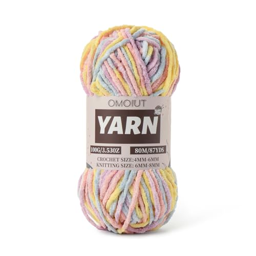 Image of Macaron Fluffy Chenille Yarn for Crocheting - Baby Yarn for Crocheting Soft Blanket - (100g /87.4yds) Crochet Amigurumi Chunky Yarns - Super Bulky 5 Velvet Yarns