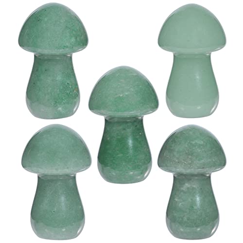Nupuyai 2pcs Green Aventurine Mini Crystal Stone Statue Carved Quartz Mashroom Decor, Energy Healing Polished Stone Figurine - Image 3