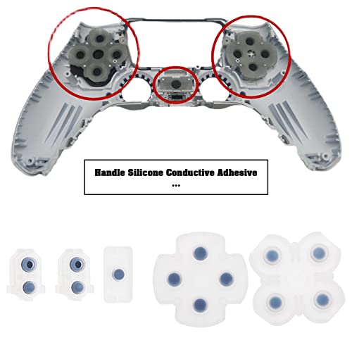 ECSiNG 3 juegos de almohadillas de botón conductivo de repuesto compatibles con el controlador PS4 JD M-030 JD M-040 silicona conductor adhesivo almohadilla de botón transparente