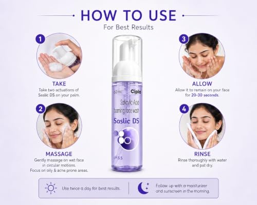 Cipla Saslic DS Foaming Face Wash 60 ml - Image 8
