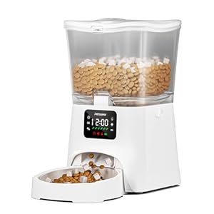 Futterautomat Katze,3L Katzenfutter Automat mit Programmierbarem Timer 1-6 Mahlzeiten pro Tag-Futterspender Hund mit Pressedeckel und 10s Aufnahmefunktion