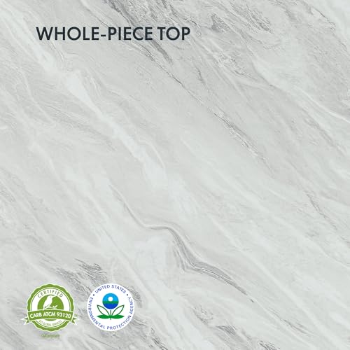 Image of FLEXISPOT E6 3-Stage Dual Motor Electric Standing Desk 48 x 30 Sit Stand Up Desk, Holds 220 lbs, Adjustable Height w /Memory Presets, One-Piece Marble Grey Desktop & White Frame, Ships in 2 Boxes