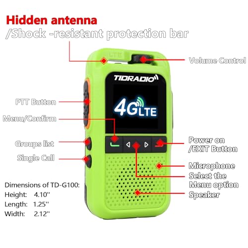 Image of TIDRADIO TD-G100 Global Rapid Walkie Talkies with SIM Cards, 4G POC Unlimited Range 6000 Miles Two Way Radios, Long Range PTT for Family, Logistics, Company,Green-3P