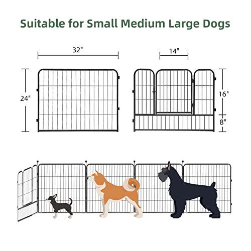 Pantazo Dog Playpen Outdoor/Indoor 8 Panels 24'' Height Dog Pens Heavy Duty Anti-Rust Material Pet Fence With Door For Large/Medium/Small Pets Play (24'' Hight, 8 Panels) #TOP1