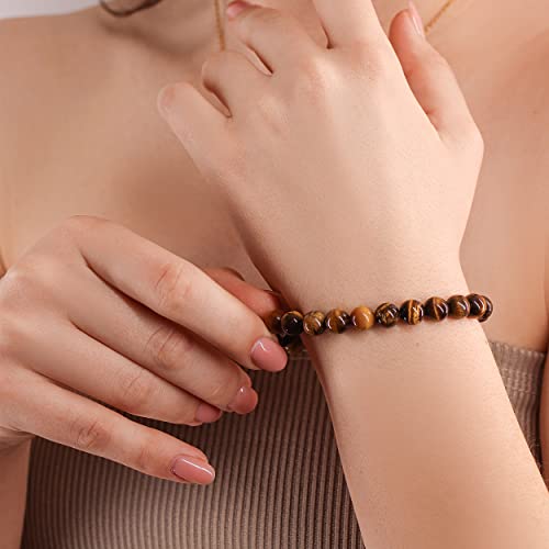 Crystal Vibe 8Mm Beads Tiger Eye Bracelet For Women Men - Tiger Eye Crystal Bracelet For Spiritual Healing Positive Energy #TOP2