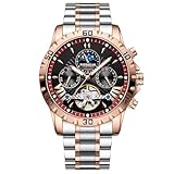 【Montres mécaniques Tourbillon】Montre à remontage automatique pour homme avec fonctionnement sans batterie, remontage automatique. Cependant, un bon remontage manuel est indispensable, ce qui peut réduire efficacement les écarts de temps. Remarque : la montre mécanique est différente de la montre à quartz. Une énergie cinétique mécanique insuffisante entraînera l'arrêt de la montre, veuillez la remonter à temps.)