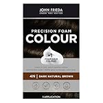 John Frieda Precision Foam Colour, Dark Natural Brown 4N, Full-coverage Hair Color Kit, Anti-Fade Gray Coverage, Deep Color Saturation Hair Dye, 1 Application