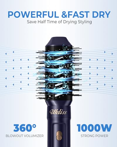 UKLISS 6 in 1 Hot Air Styler, Hair Dryer Fast Drying 1000W, Hot Air Brush Set with Auto Air Hair Curler Wand, Volumizer, Round Brush, Hair Straightener Brush, Gift Sets for Women, Wife, Family - Image 7