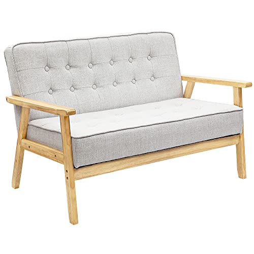 lifesia ソファ カウチ ソファー 2人掛け ファブリック 肘付き 天然木脚 幅112cm 一人暮らし シンプル 北欧 ナチュラル ホワイト 171E