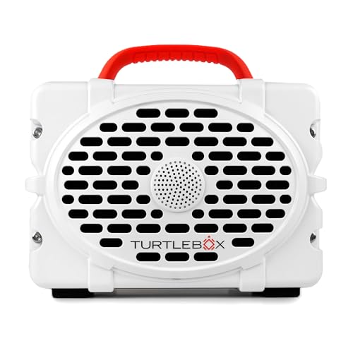 Image of Turtlebox Original Gen 3: Portable Outdoor Bluetooth Speaker - Ultra-Loud (120dB), Waterproof (IP67), Rugged, Impact-Resistant, 3-Day Battery | Party Mode: Unlimited Pairing Stereo, White /Red