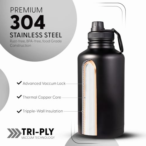 Image of DOCAT Water Bottle 2 Litre, Stainless Steel Sipper Water Bottle, Leak Proof Lid, Rust Proof, 24 Hours Hot and Cold Thermosteel Vacuum Insulated Water Bottle for Travel, Home, Gym, Office