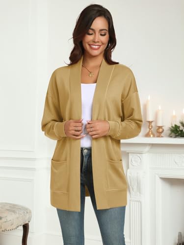 Feiersi Women's Open Front Cardigans Long Sleeve Casual with Pockets Knit Cardigan Soft Outwear2