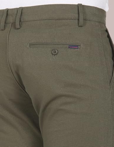Image of U.S. Polo ASSN. Men's Regular Solid Textured Austin Trim Fit Mid Rise Casual Trousers