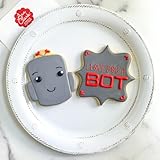 Juego de 2 cortadores de galletas robot fabricado en los Estados Unidos por Ann Clark, placa cuadrada, cabeza de robot