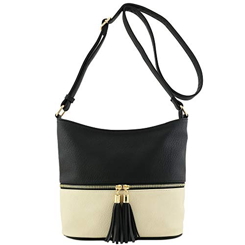 FashionPuzzle Lightweight Tassel Zipper Bucket Crossbody Bag2