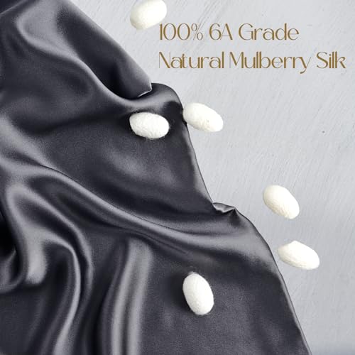 ZIMASILK 100% Pure Mulberry Silk Pillowcase for Hair and Skin Health,Soft and Smooth,Both Sides Premium Grade 6A Silk,600 Thread Count,with Hidden Zipper,1pc (Queen 20''x30'',Dark Gray)
