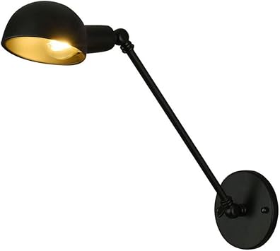 American Rocker Arm Long Arm Wall Sconces Simple and Creative Living Room Dining Room Semicircle Lampshade Wall Lamp Black for Coffee Shop and Bar Decoration Wall Light
