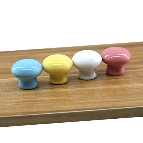Zerniple Pink Round Ceramic Handle Pull Door knobs Cabinet Handles for Children's Room (8 Pieces) - Image 4