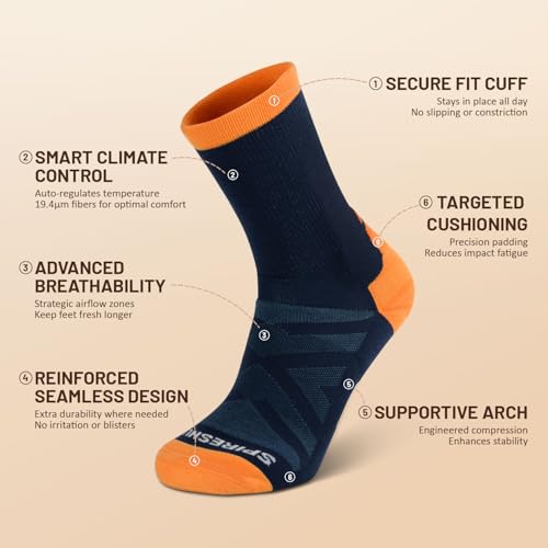 Merino Wool Hiking Socks for Men & Women - 19.42μm Anti-Blister | Temp Control & Moisture Wicking3