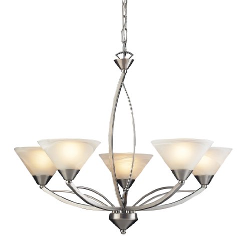 Up To 40% OFF Elk 7637/5 Chandelier, 28W X 28D X 23H, Satin Nickel