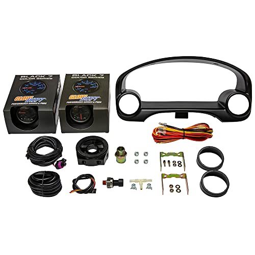GlowShift Gauge Package Compatible with Honda Civic 1996-2000 - Black 7 Color 30 PSI Boost/Vacuum & 100 PSI Oil Pressure Gauges - Black Dual Cluster Pod